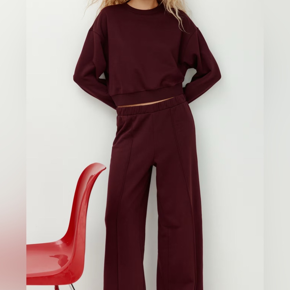 🍷 Like new! H&M 2 Piece Set - Burgundy Sweatpants and Sweatshirt